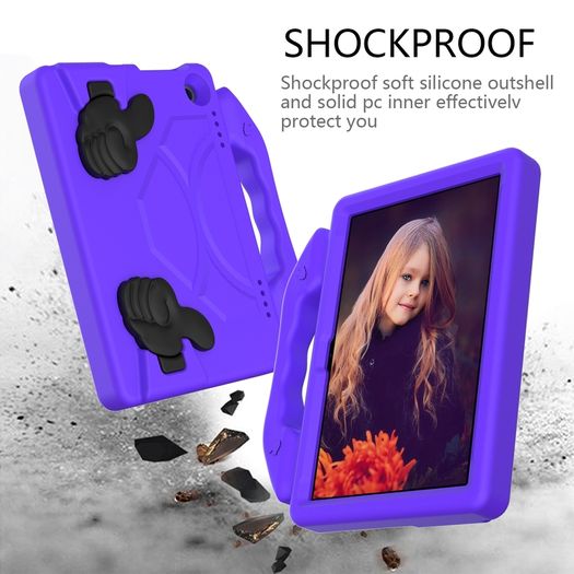 For Amazon Fire HD 8 2024 12th Gen Kids Case Shockproof Cover With Stand - Purple