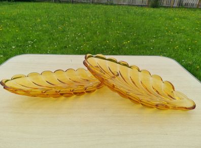 Art deco style two amber serving trays