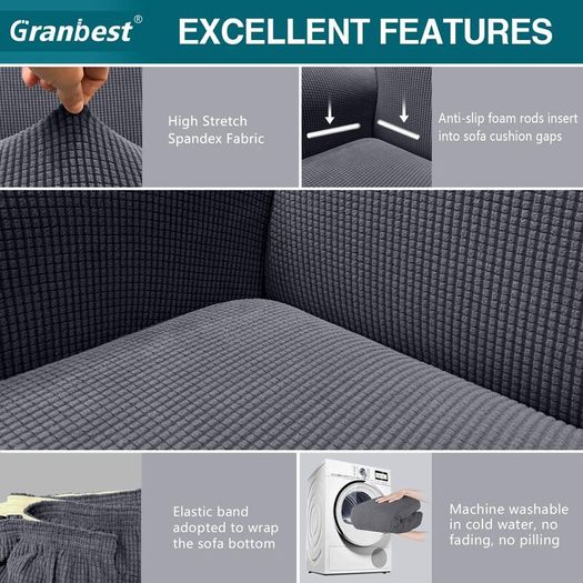 High Stretch Sofa Covers 3 Seater Super Soft Stylish Couch Covers for Dogs Pets Cats Jacquard Spandex Non Slip Sofa Slipcover for Living Room Furniture Protector