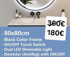 LED Bathroom Mirror 80cm Black Frame