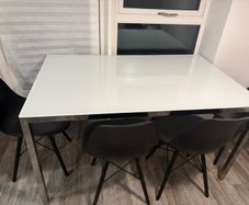 Ikea Torsby White Dining Table plus 4 beautiful Black chairs