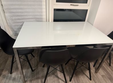 Ikea Torsby White Dining Table plus 4 beautiful Black chairs