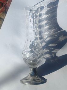 1979 Crystal glass vase and Sterling silver base