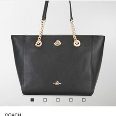 Bnwt Coach Black Turnlock Tote Bag
