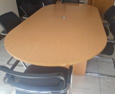 beech boardroom table with  6