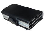 New Genuine Leather Smart Double Layer Card Holder Black