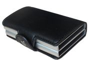 New Genuine Leather Smart Double Layer Card Holder Black