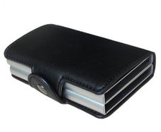 New Genuine Leather Smart Double Layer Card Holder Black