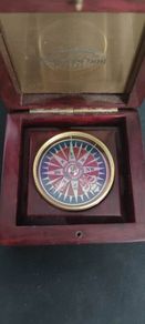 Vintage Mahogany Wood Desk Compass