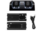 Nintendo Wii Remote Controller Dual Charging Dock Charge Station Batteries Black