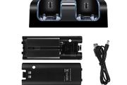 Nintendo Wii Remote Controller Dual Charging Dock Charge Station Batteries Black