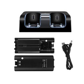 Nintendo Wii Remote Controller Dual Charging Dock Charge Station Batteries Black
