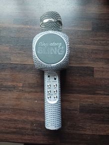 Sing-along Silver Bling Karaoke Microphone & Bluetooth Speaker All-in-one