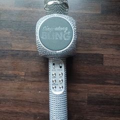 Sing-along Silver Bling Karaoke Microphone & Bluetooth Speaker All-in-one
