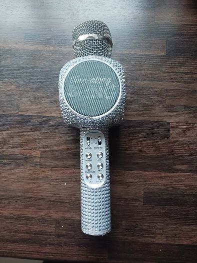 Sing-along Silver Bling Karaoke Microphone & Bluetooth Speaker All-in-one