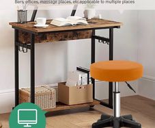 Round Rolling Stool with Wheels Height Adjustable Spa Stool for Salon Massage Home Kitchen Brown