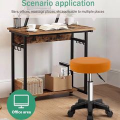 Round Rolling Stool with Wheels Height Adjustable Spa Stool for Salon Massage Home Kitchen Brown