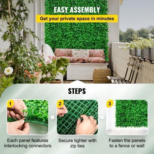 NEW SALE | Artificial Boxwood Panel UV 48pcs Boxwood Hedge Wall Panels Artificial Grass Backdrop Wall 10X10" 4cm Green Grass Wall Fake Hedge for Decor Privacy Fence Indoor Outdoor Garden Backyard