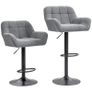 Bar Stools Set of 2 Retro Design Height-Adjustable Fleece-Look Gray + Black Image 2