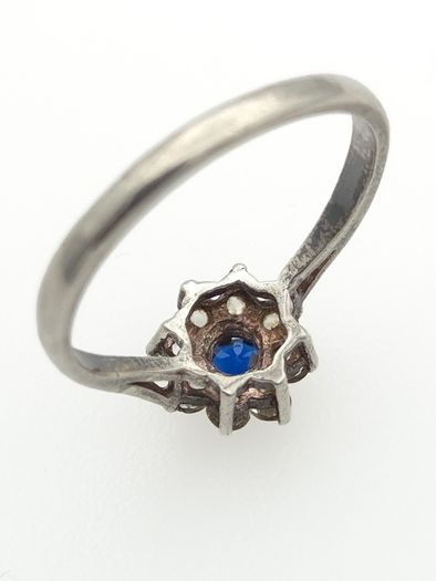 Vintage 925 Sterling Silver Blue Stone Ring, London 1981