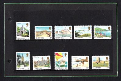 1985 Guernsey Landscapes Definitive Series (1p, 2p, 5p 6p 7p, 8p 11p, 15p, 30p & UK2) Presentation Pack