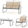Conversation Sets 4 Pieces, Garden Table and Chairs, mesh sling Material, Waterproof, Breathable, Garden Furniture Sets for Outdoor, Backyard, Poolside (Brown) Image 4