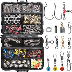 NEW SALE | Fishing Swivels Snaps Kit 226pcs/Box Barrel Rolling Swivels Snaps Sinker Weights Crossline Three Way Swivel Split Rings Line Beads Duo Lock Snaps