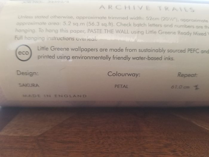 Wallpaper, Little Greene Sakura Petal, one roll