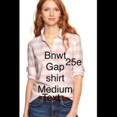 shirt bnwt Gap 100% cotton pink & white striped shirt size medium