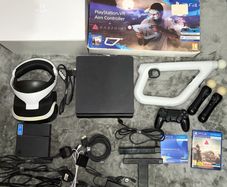 Sony PS4 Slim PlayStation VR Bundle 2 Move Controllers Aim Controller Games
