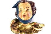 Vintage Hand painted Putto Head: Plaster Cherub Angel