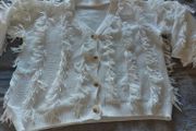 Frayed Look Cream Cardigan