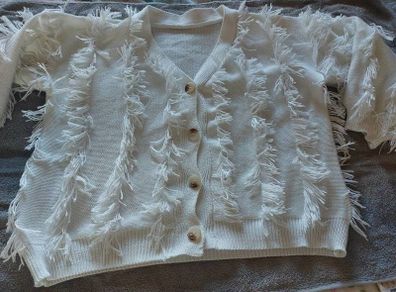 Frayed Look Cream Cardigan