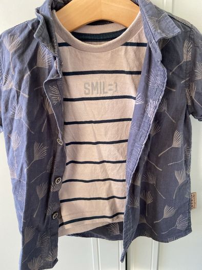 Next 2 piece short sleeved shirt & T shirt 12-18 months