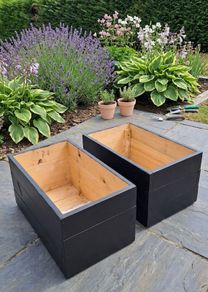 Handcrafted Solid Wood Garden Planters (Painted Black)