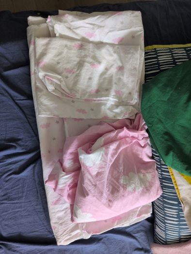 Ikea Sundvik Cot with memory foam mattress and duvet sets