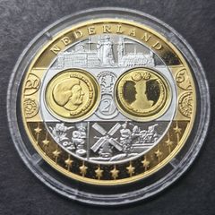 Netherlands, Nederland .999 Silver Europa Gold Gilded Coin
