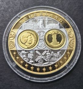 Netherlands, Nederland .999 Silver Europa Gold Gilded Coin