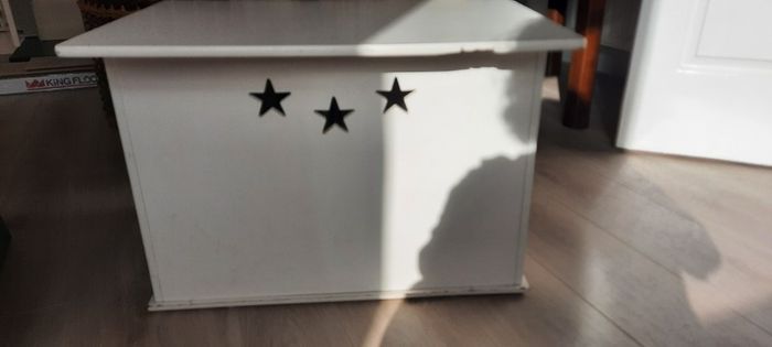 White wooden toy box