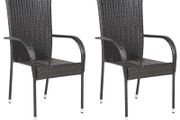 Stackable Outdoor Chairs 2 pcs Poly Rattan Brown