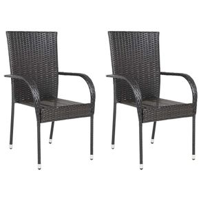 Stackable Outdoor Chairs 2 pcs Poly Rattan Brown