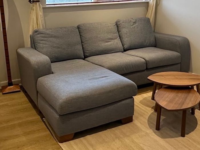 Blue Upholstered Chaise Sofa