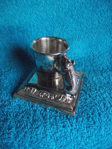 Antique Silver Plate Table Vesta With Pig Striker - Early 1900's