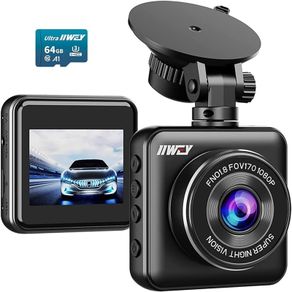 FREE EXPRESS SHIPPING Dash Cam Front 1080P Mini Size with 64GB SD Card, 2 Inch LCD Screen Small Car Dash Camera WDR Night Vision, 170 Degree Wide Angle, G-sensor, Motion Detection, Parking Monitor