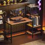 Computer Desk with Monitor Stand, Desk with 4-Tier Shelf, Industrial Design, Brown Image 4