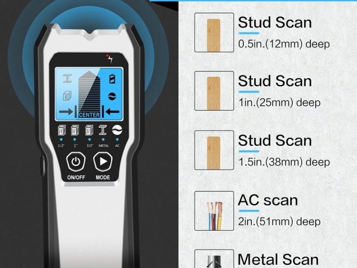 Stud Finder Wall Scanner - 5 in 1 Stud Detector Detector Beam Finders Wall Detector Sensor Center Finding with LCD Display for Wood AC Wire Metal Studs Cable Joist Detection (FREE POSTAGE)