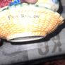 Vintage Hand Painted Ceramic Cruet Shakers design Roses flower balls sitting inside Woven Basket, from Arklow Image 6