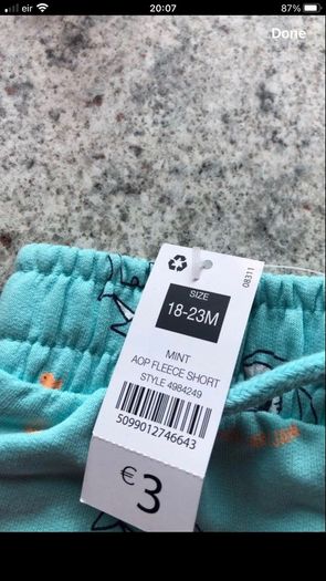 Boys BNWT shorts 18/23 mths