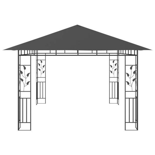 Gazebo with Mosquito Net and String Lights 4x3x2.73 m Anthracite 180 g/sq.m
