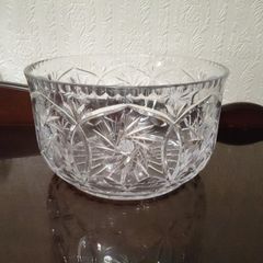 Large Vintage Bohemian Quality Crystal Pinwheel Bowl Gorey Town